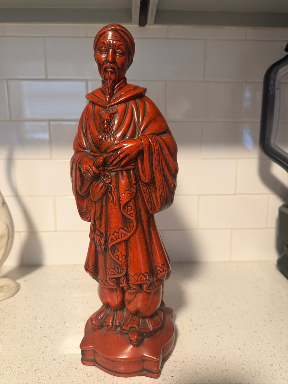 Red Ceramic Figurine Sculpture - Decorative Home Art